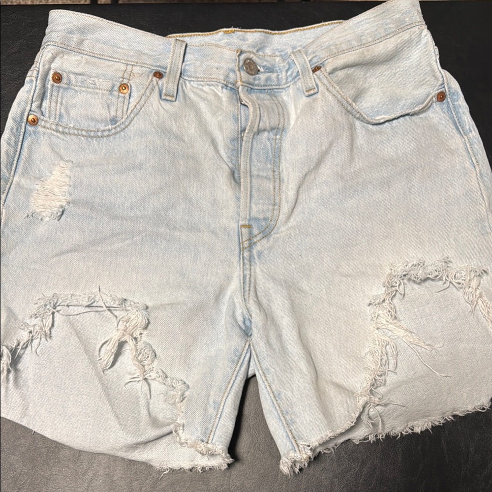 Levi's Light Wash Distressed Jean Shorts